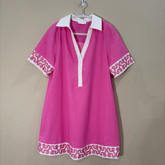 Entro A-Line  Pink  Albus Mini Dress Sz S Women’s Boho Coastal Quiet Luxury EUC - Picture 3 of 13